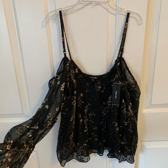 Love Sam INTERMIX burnout cold shoulder top blouse - Picture 3 of 8